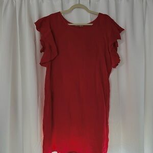 Linen Ruffle Sleeve Dress